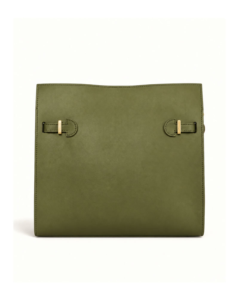 RORY | OLIVE GREEN - borsa a spalla in pelle di vitello verde iride