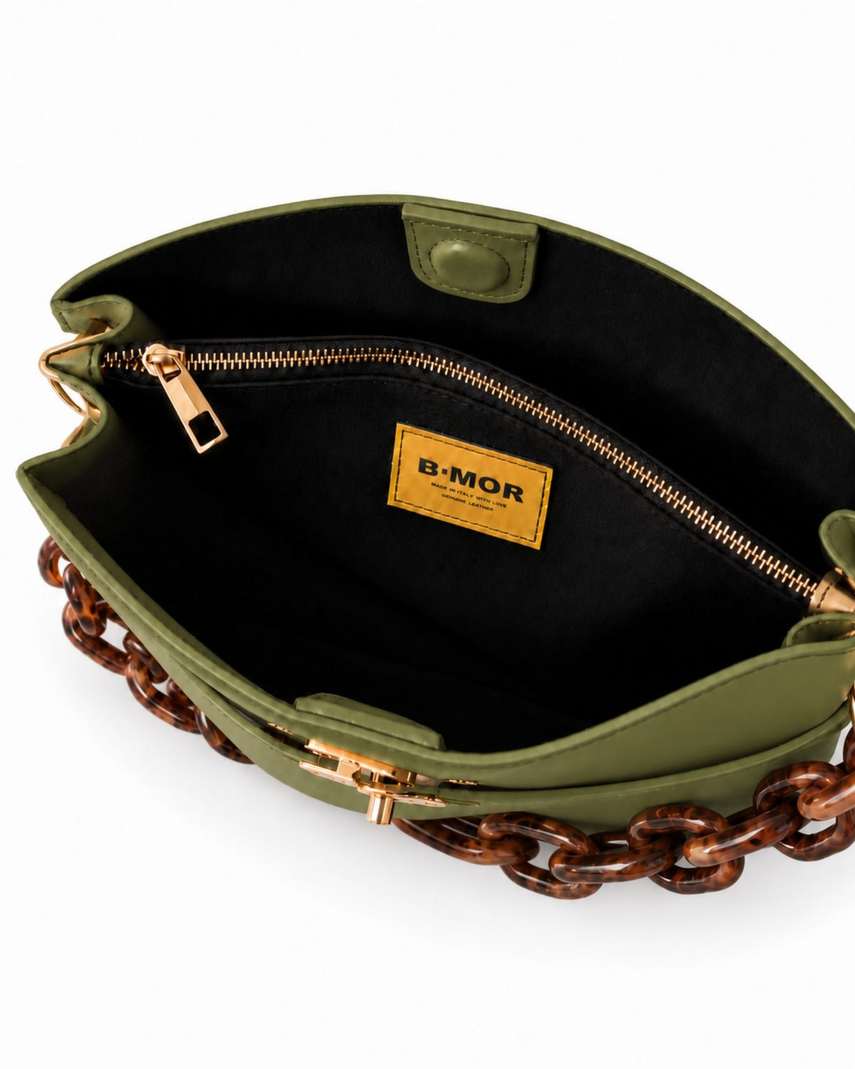 RORY | OLIVE GREEN - borsa a spalla in pelle di vitello verde iride